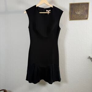 Women's Rebecca Taylor Black Sleeveless Ruffle Hem Sheath Stacy Dress Size 4 NEW